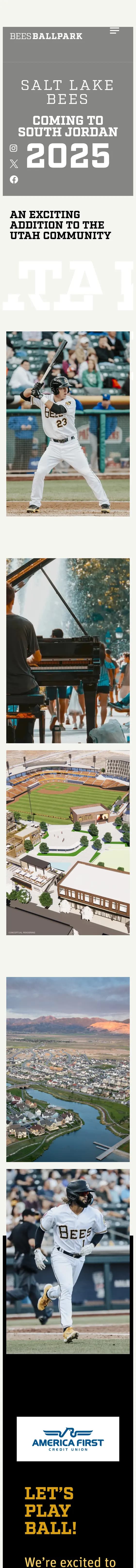 Bees Ballpark website on mobile