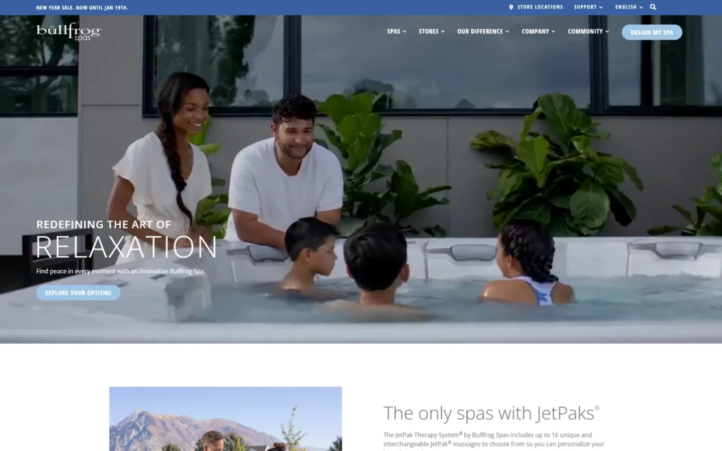 Bullfrog Spas website after the Fluid22 redesign