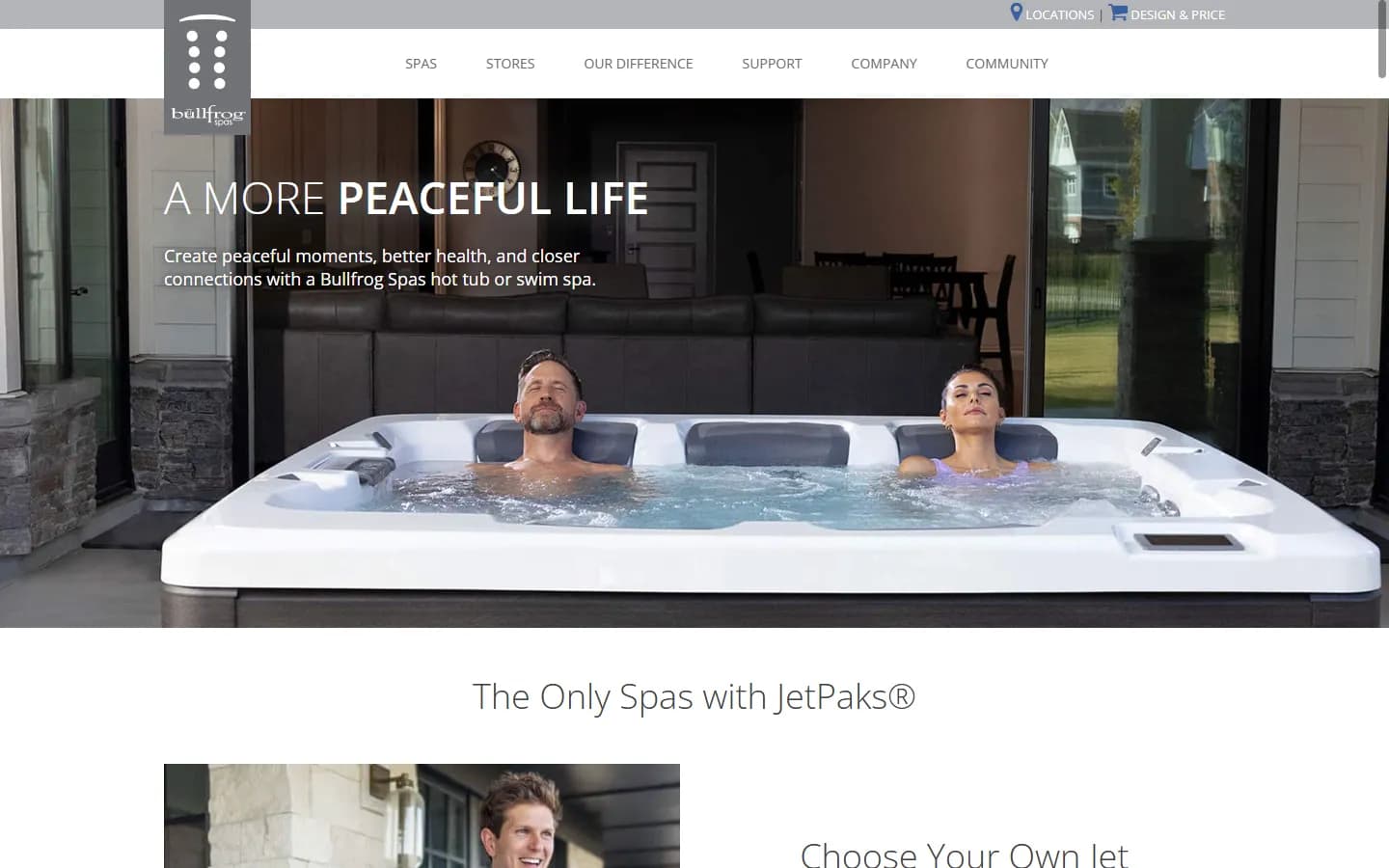 Bullfrog Spas website before the redesign