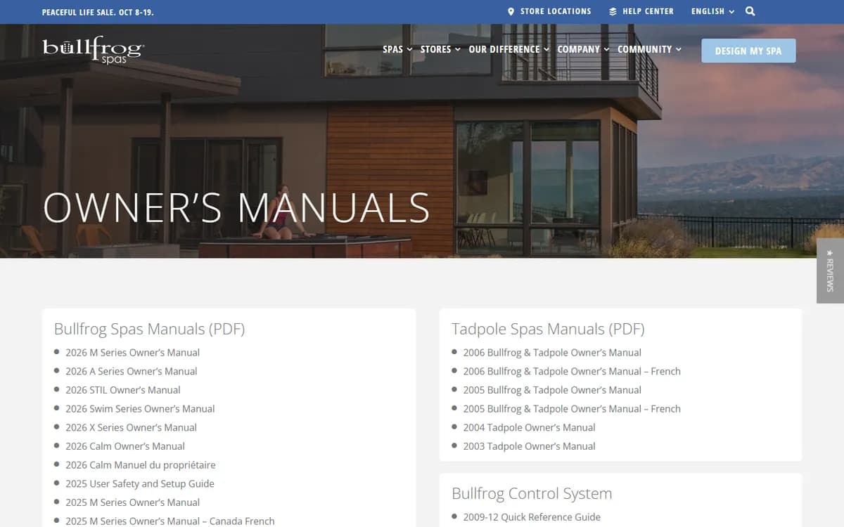 Bullfrog Spas: Owner support hub