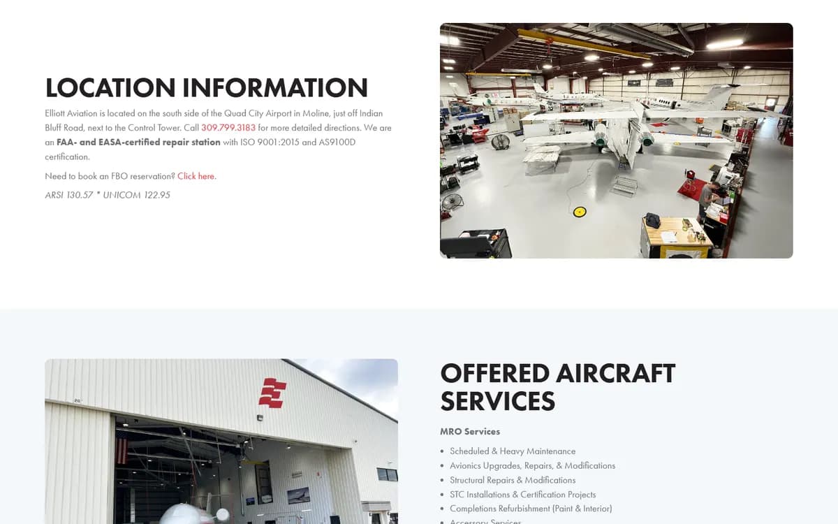 Elliott Aviation: Location pages for every facility