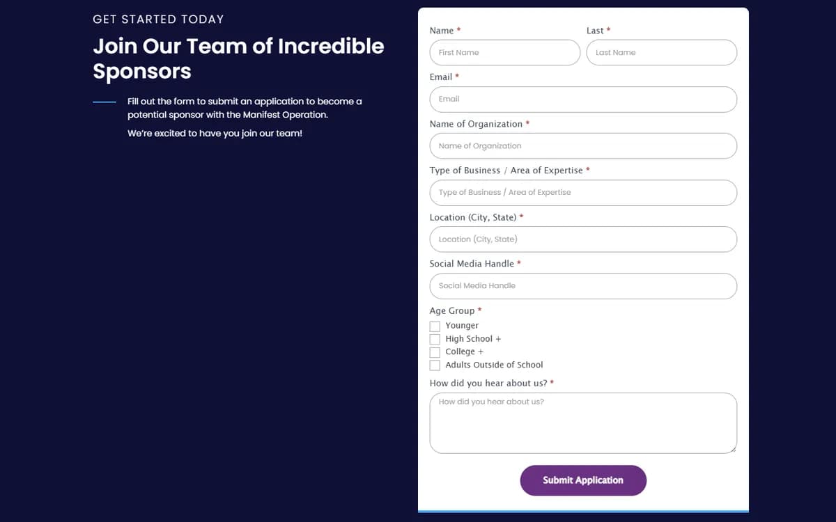 Manifest Operation: A sponsor program with its own application