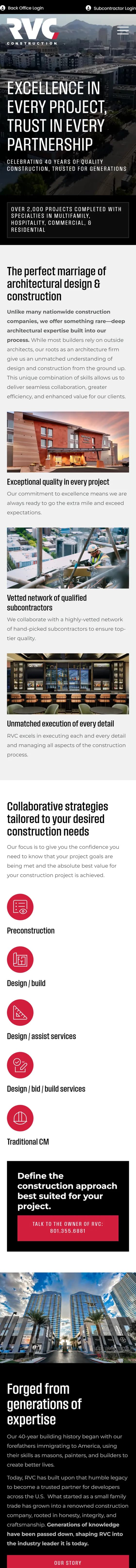 RVC website on mobile