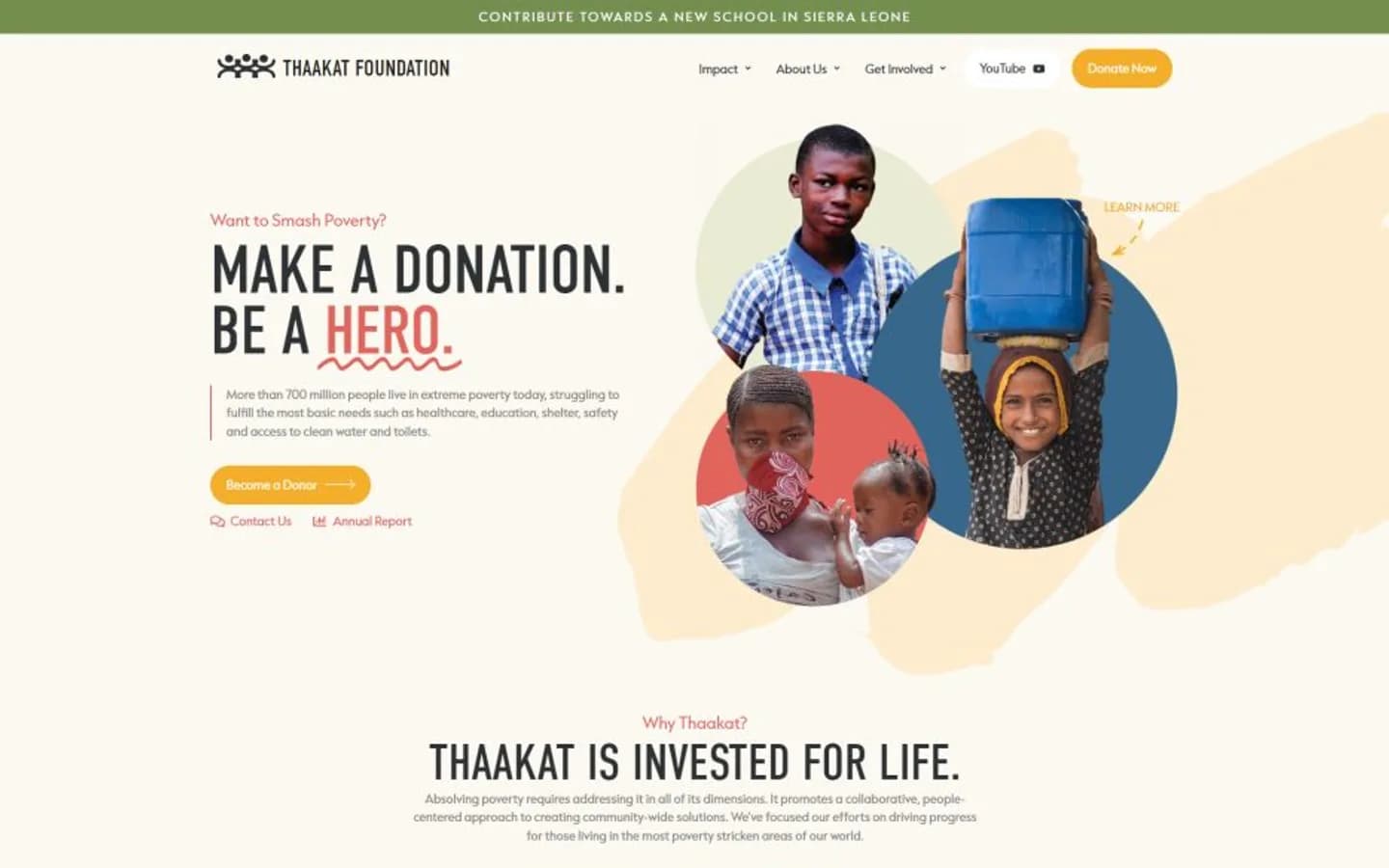 Thaakat Foundation website after the Fluid22 redesign
