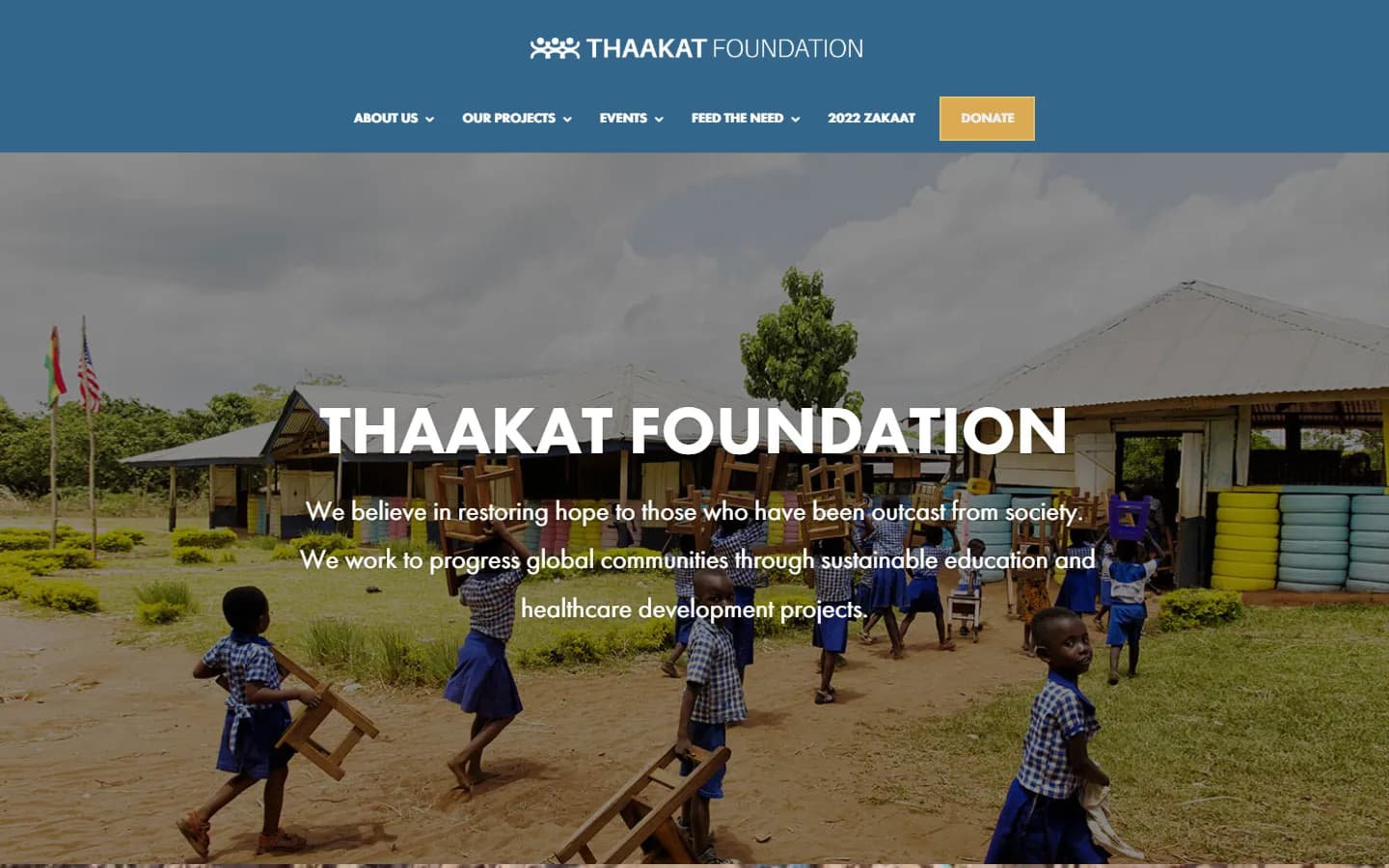 Thaakat Foundation website before the redesign