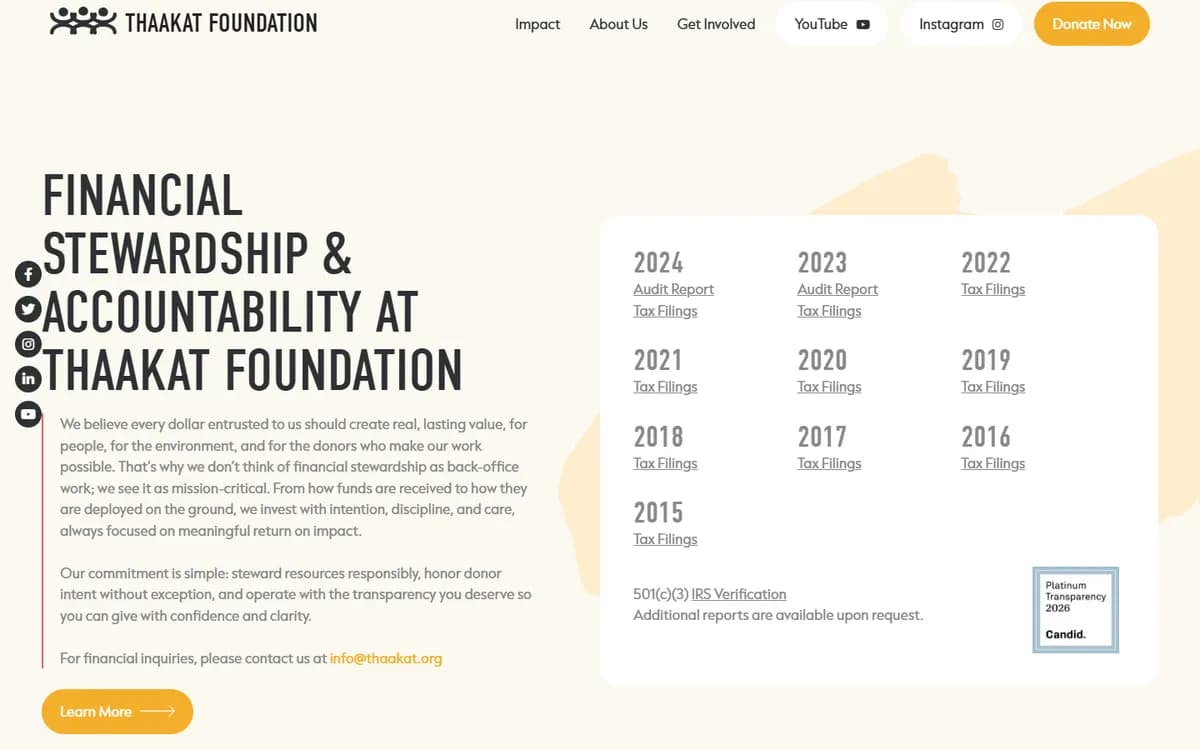 Thaakat Foundation: Transparency, front and center