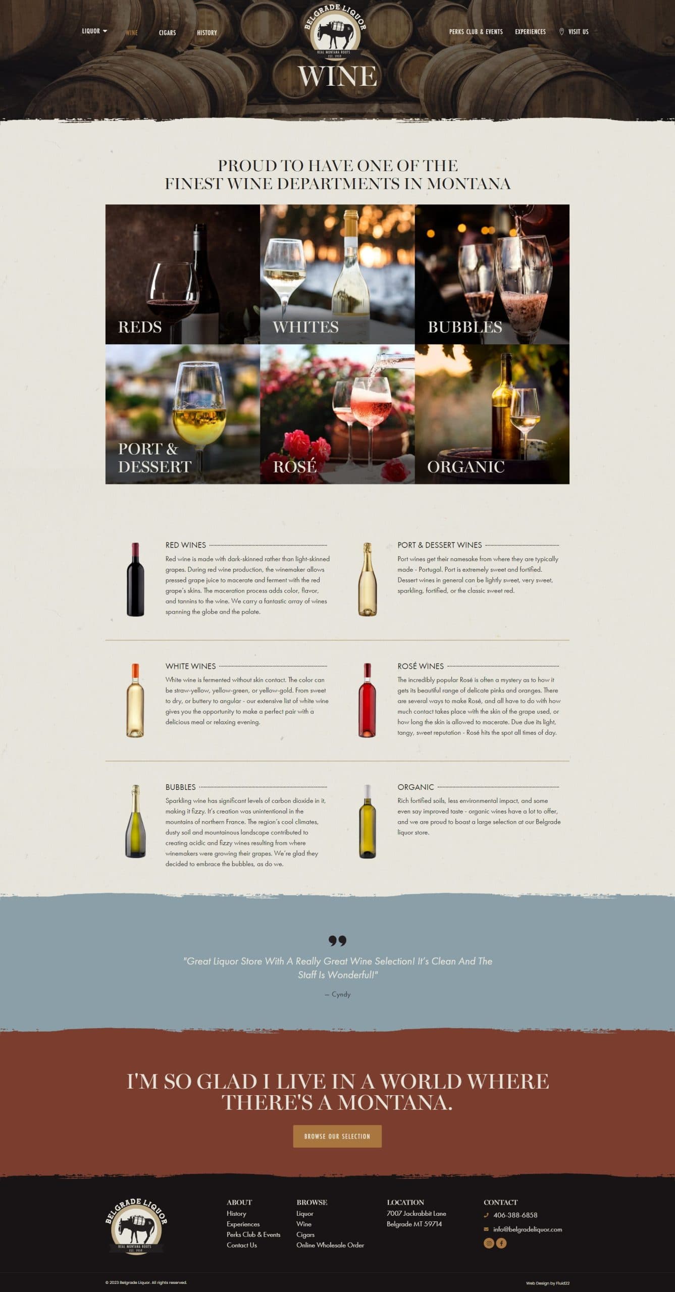 Belgrade Liquor website, inner page