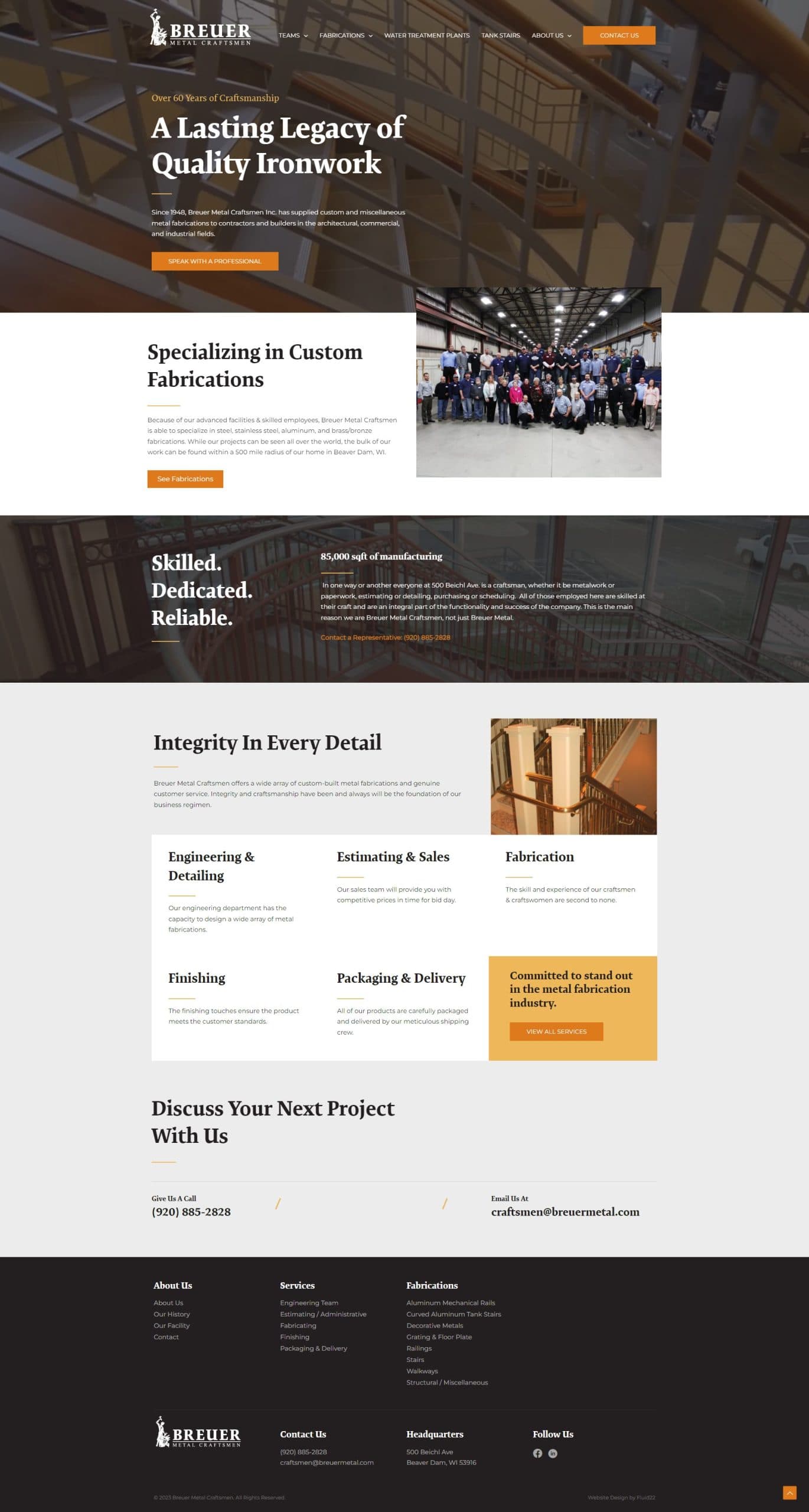 Breuer Metal website, full page