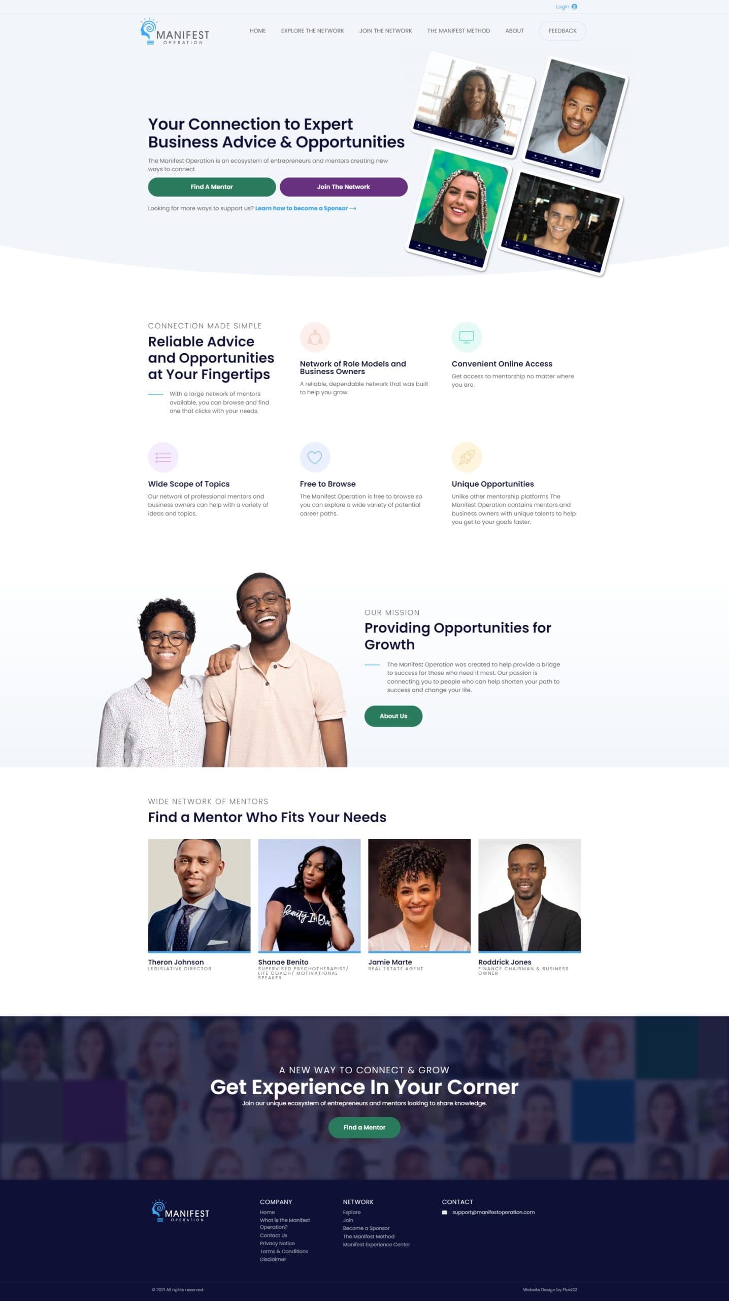 Manifest Operation website, full page