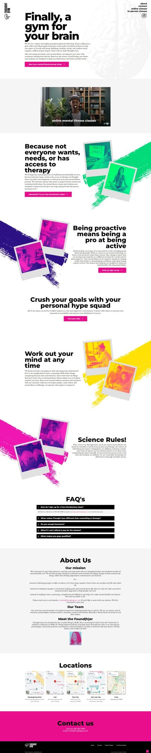 Thought Gym website, full page